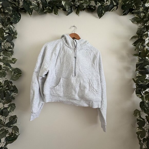 Lululemon Athletic Scuba Oversized 1/2 Zip Hoodie Heathered Light Grey Size XS/S - Picture 1 of 10